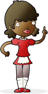 Bir insan tarafından çizilmiş çizgi film hizmetçisi.