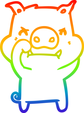 Bir insan tarafından çizilmiş kızgın çizgi film domuzu çizimi.