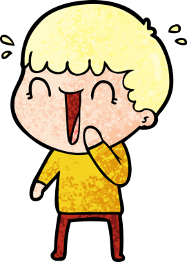 Bir insan tarafından çizilmiş gülen karikatür adam.