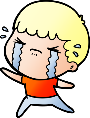 Bir insan tarafından çizilmiş ağlayan çizgi film adamı.