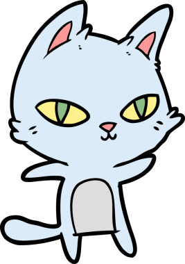 Bir insan tarafından çizilmiş çizgi film kedisi.