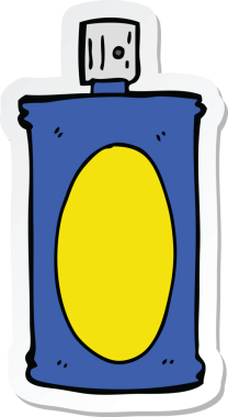 Bir insan tarafından çizilmiş çizgi film spreyinin çıkartması.