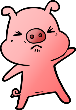 Bir insan tarafından çizilmiş kızgın domuz çizgi filmi.