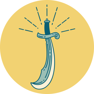 Bir insan tarafından çizilmiş dövme stili kılıcın simgesi