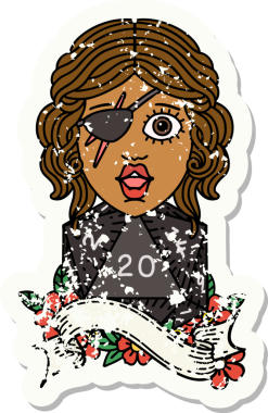 Retro Dövme Tarzı İnsan Rogue Bir insan tarafından çizilmiş 20 zar ile