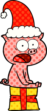 Noel domuzu bir insan tarafından çizilmiş bağırıyor.