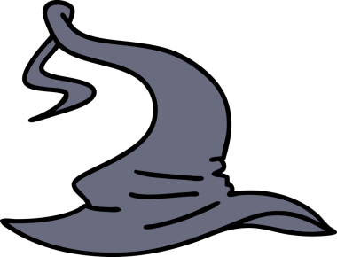 Bir insan tarafından çizilmiş ürkütücü bir cadı şapkası.