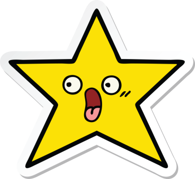 Bir insan tarafından çizilmiş şirin bir çizgi film yıldızının çıkartması.