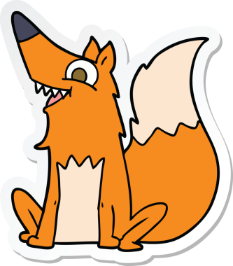 Bir insan tarafından çizilmiş mutlu tilki çizgi filmi çıkartması.