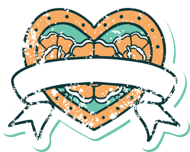 Bir insanın çizdiği çiçekli kalp ve pankartın sembolik dövmeli resmi.