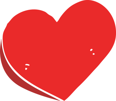 Bir insan tarafından çizilmiş düz renk çizgi film aşk kalbi.