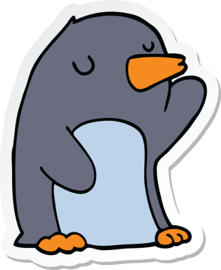 Bir insan tarafından çizilmiş karikatür pengueni çıkartması.