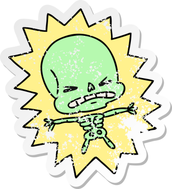 Bir insan tarafından çizilmiş korkunç bir iskeletin serbest sticker 'ı.