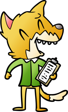 Bir insan tarafından çizilmiş gülen tilki satıcısı.