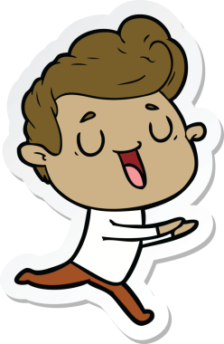 Bir insan tarafından çizilmiş mutlu bir çizgi film karakterinin çıkartması.