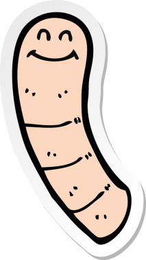 Bir insan tarafından çizilmiş bir karikatür solucanı çıkartması.