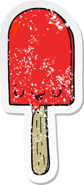 Bir insan tarafından çizilmiş karikatür buz çubuğunun sıkıntılı çıkartması.