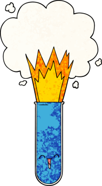 Bir insan tarafından çizilen test tüpünde patlayan kimyasallar.