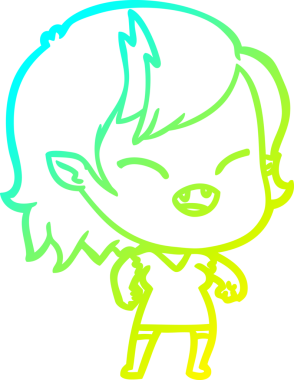 Bir insan tarafından çizilmiş gülen vampir kız çizgi filmi.