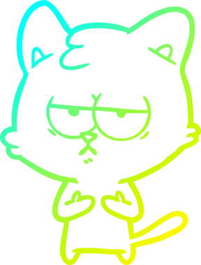 Sıkılmış çizgi film kedisinin insan tarafından çizilmiş soğuk gradyan çizgisi