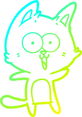 Bir insan tarafından çizilmiş komik çizgi film kedisinin soğuk gradyan çizgisi.