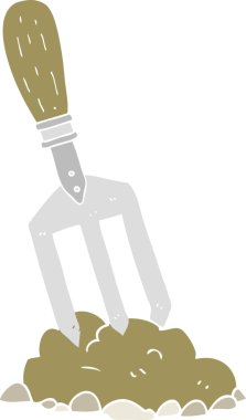 Bir insan tarafından çizilmiş bahçe çatalının düz renk çizimi