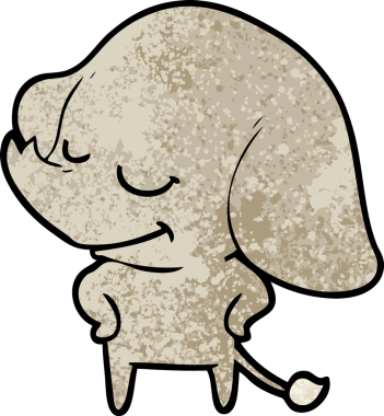 Bir insan tarafından çizilmiş gülümseyen bir fil.