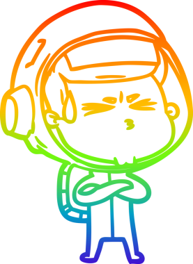 Bir insan tarafından çizilen gökkuşağı gradyan çizimi stresli astronot