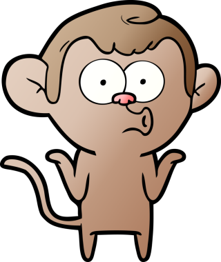 Bir insan tarafından çizilmiş kafası karışmış bir maymun.