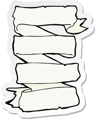 Bir insan tarafından çizilmiş Heraldik parşömen afişinin çıkartması.