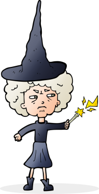 Bir insan tarafından çizilmiş cadılar bayramı cadısı çizgi filmi.