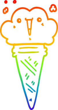 Gökkuşağı gradyan çizgi çizimi bir insan tarafından çizilmiş bir dondurma.