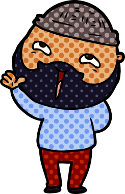 Bir insan tarafından çizilmiş mutlu sakallı bir adam.