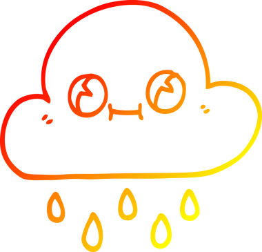 Bir insan tarafından çizilen yağmur bulutunun sıcak çizgi çizimi