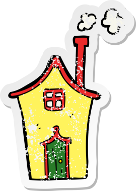 Bir insan tarafından çizilmiş karikatür evinin sıkıntılı çıkartması.