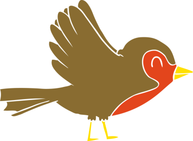 Bir insan tarafından çizilmiş düz renkli çizgi film Robin