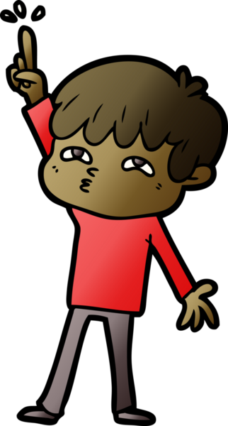 Çizgi filmci çocuk bir insan tarafından çizilmiş sorular soruyor.