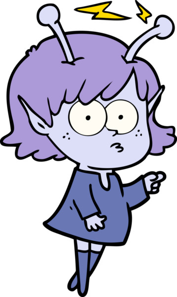 Bir insan tarafından çizilmiş uzaylı kız.