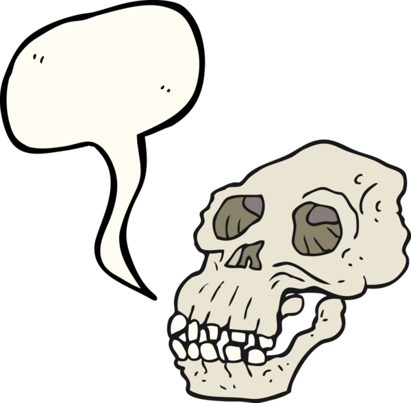 Serbest konuşma balonu karikatürü Bir insan tarafından çizilmiş antik kafatası