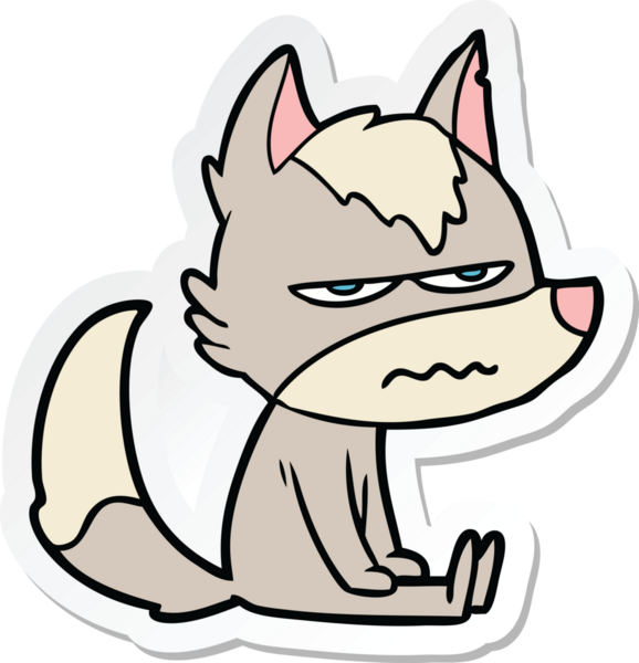 Bir insan tarafından çizilmiş kızgın bir kurdun çıkartması.