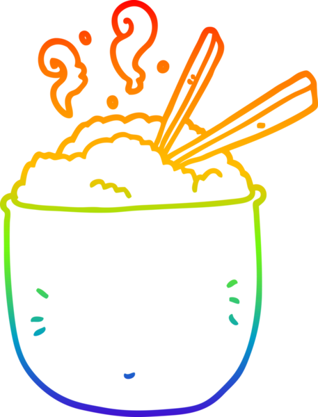 Gökkuşağı gradyan çizgisi bir insan tarafından çizilmiş pirinç kasesinin çizimi