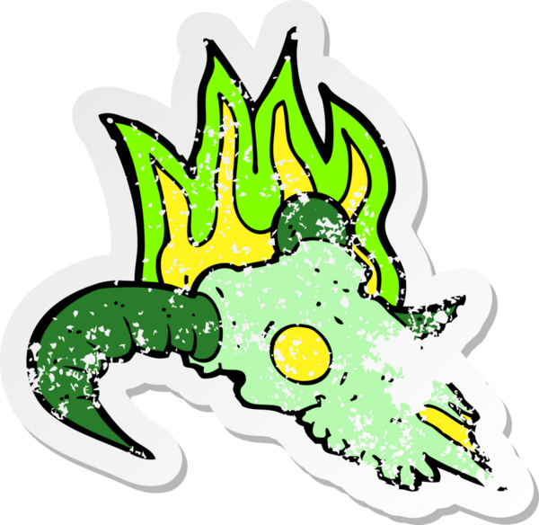 Bir insan tarafından çizilmiş sihirli koç kafatasının gerilemiş yapıştırması.