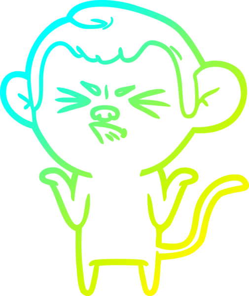 Bir insan tarafından çizilmiş, sinir bozucu bir maymunun soğuk çizgi çizimi.