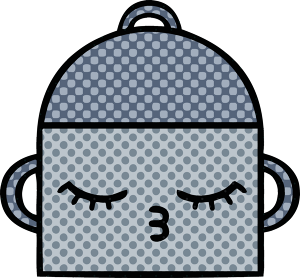 Bir insan tarafından çizilmiş yemek tenceresinin çizgi romanı.