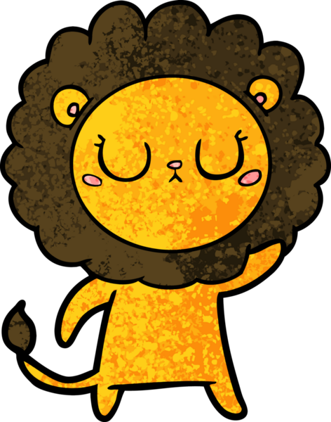 Bir insan tarafından çizilmiş çizgi film aslanı.