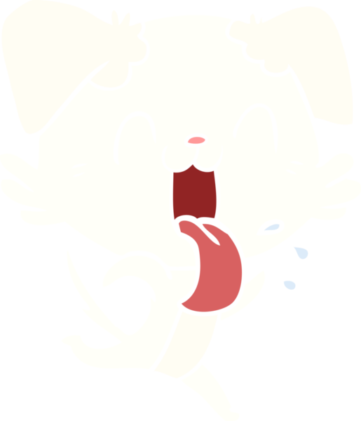 Bir insan tarafından çizilmiş düz renk çizgi film soluyan köpek.