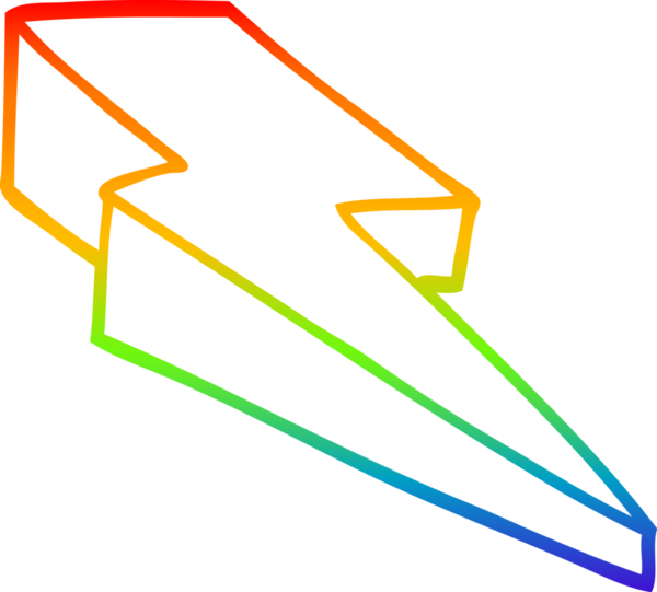 Bir insan tarafından çizilmiş karikatür desenli bir yıldırım çizimi.