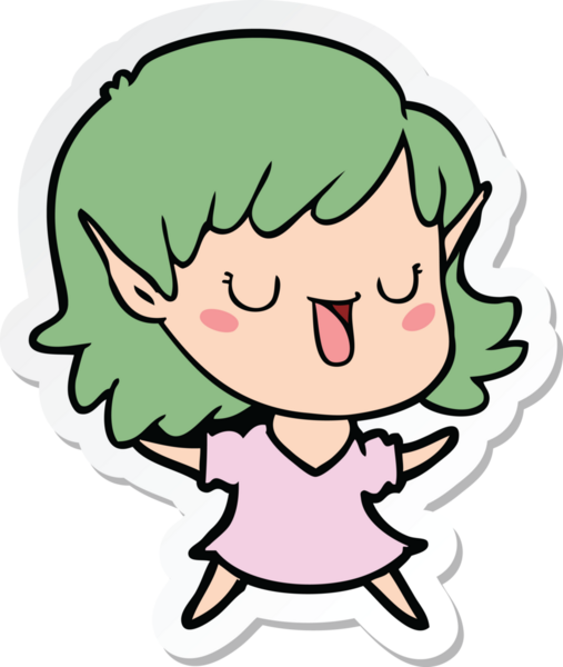 Bir insan tarafından çizilmiş bir elf kızının çıkartması.