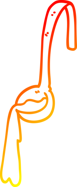 Bir insan tarafından çizilmiş bir yemek kepçesinin sıcak çizgi çizimi