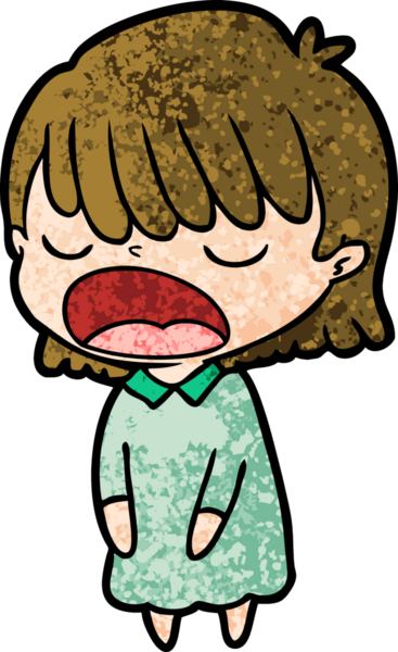 Çizgi filmdeki kadın bir insan tarafından yüksek sesle çizilmiş.